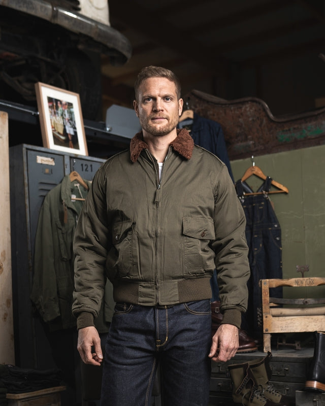I02 SOUTH BROMX MFG TYPE B-10 フライトジャケット 1943 B-10 Flight Jacket olive drab Pike Brothers – Rockeros y Rockeras