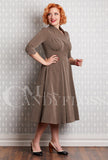 Yedda-Sand Vestido con cuello asimétrico y swing