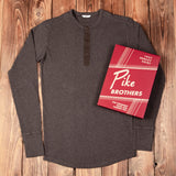 1927 Henley Shirt long sleeve brown melange Pike Brothers