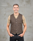 1937 Roamer Vest Hickory Stripe Brown Pike Brothers