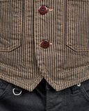 1937 Roamer Vest Hickory Stripe Brown Pike Brothers