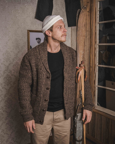 1923 Buccaneer Cardigan brown melange Pike Brothers