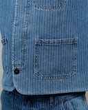 1948 Crafter Vest Blue Wabash Rinsed Pike Brothers