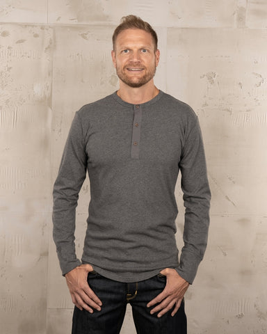1927 Henley Shirt long sleeve grey melange Pike Brothers
