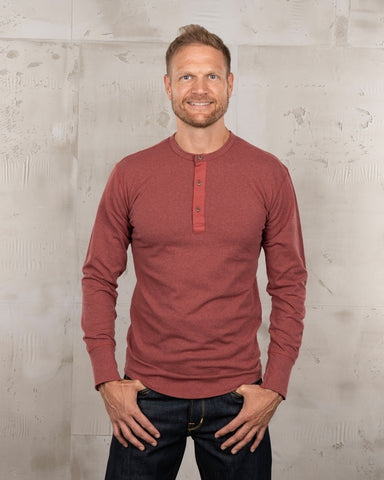 1927 Henley Shirt long sleeve granate red Pike Brothers
