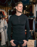 1927 Henley Shirt long sleeve faded black Pike Brothers