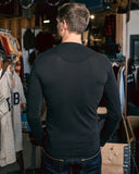 1927 Henley Shirt long sleeve faded black Pike Brothers