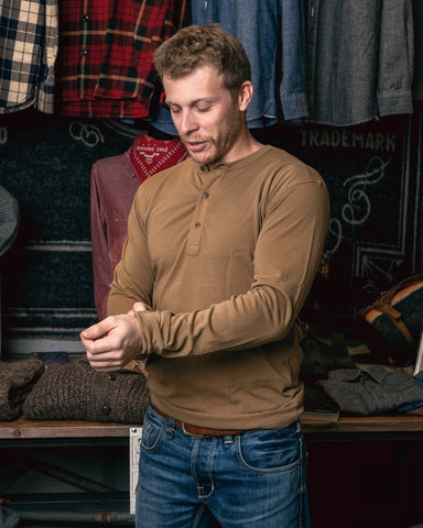 1927 Henley Shirt long sleeve Mojave brown Pike Brothers