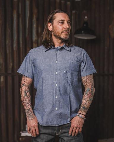 1937 Roamer Shirt Short Sleeve Blue Chambray
