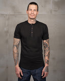 1927 Henley Shirt short sleeve faded black Pike Brothers