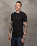 1927 Henley Shirt short sleeve faded black Pike Brothers