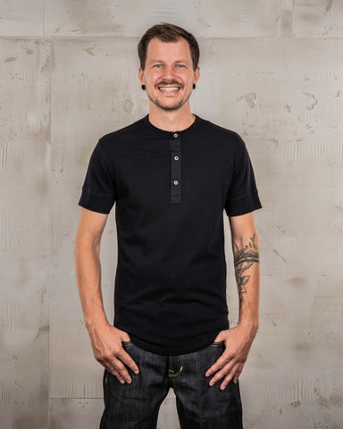 1927 Henley Shirt Short Sleeve Deep Black