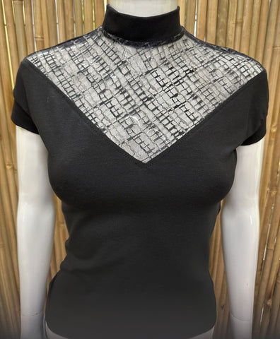 Black jersey with silver lurex net Moonlight Freddies Of Pinewood